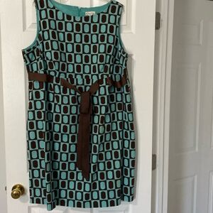 Teal and Brown Geometric Dress